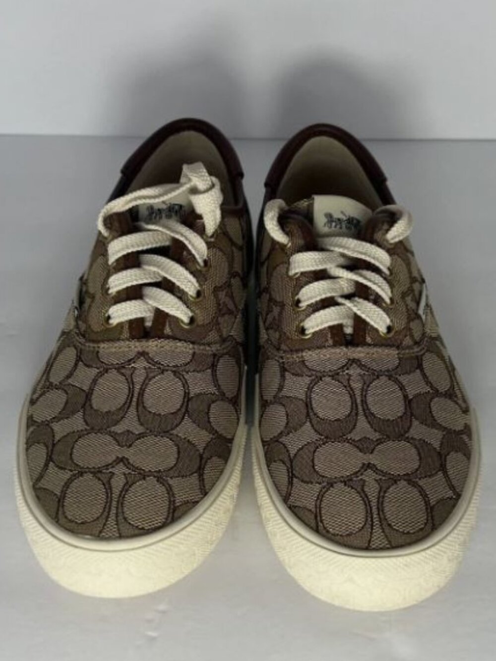 Womens Coach Citysole Skate Sneakers Signature Khaki Leather Size 7.5B